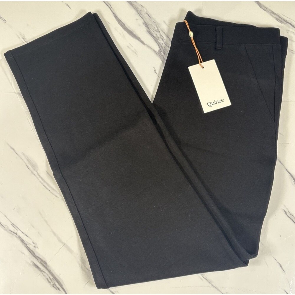 Quince Ultra-Stretch Ponte Straight Leg Pant Petite Black Size Medium